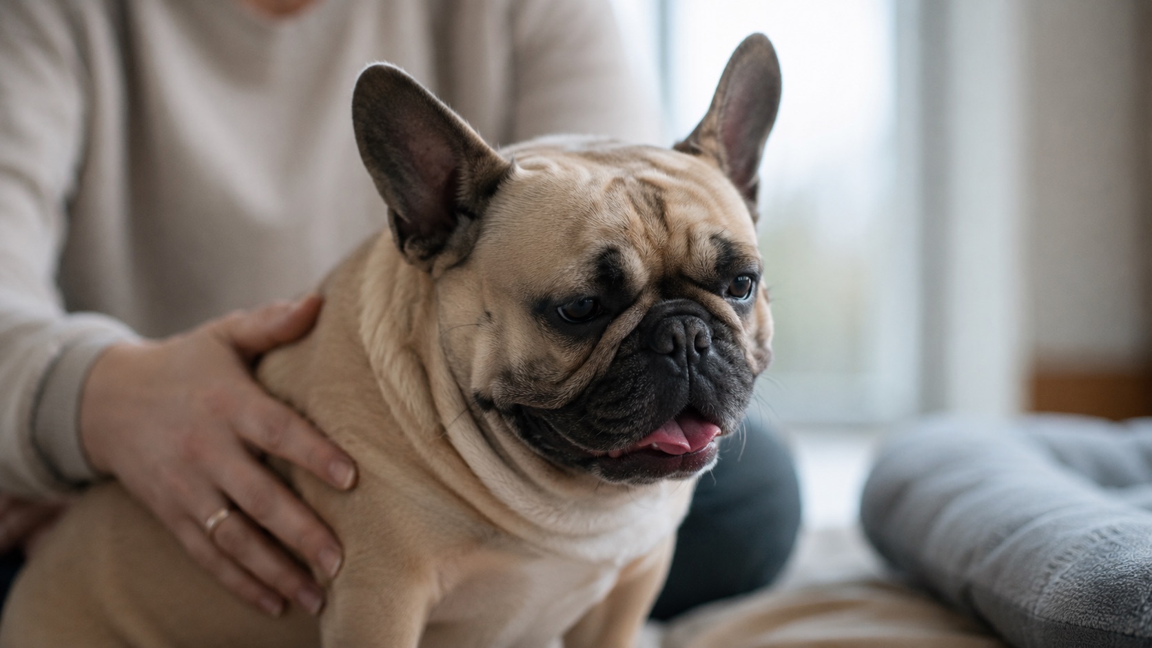 Französische Bulldogge, eine stark kurzköpfige brachyzephale Rasse