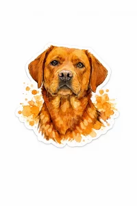 Aquarell-Illustration der foxred Labradorhündin Torvi aus dem Blog «Mein Leben mit Torvi»