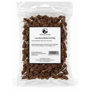 Beutel Lammfleisch-Würfel Soft von foxred & brindle mit Etikett, 500 g