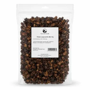 Beutel Rinder-Lungenwürfel Mini von foxred & brindle mit Etikett, 1 kg