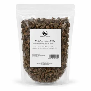 Beutel Pferde-Trainingssnack von foxred & brindle mit Etikett, 500 g